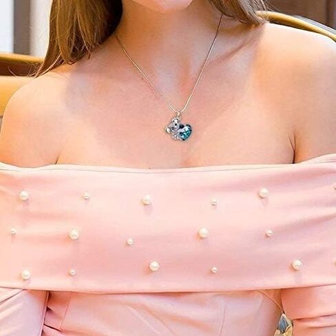 الأزرق الحب الأحجار الكريمة الدب كوالا كريستال الحيوان قلادة للنساء الفتيات مجوهرات الهدايا, الزنك, كريستال in Kuwait