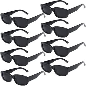 Pibupibu 8/24 Pack Colorful Rectangle Party Sunglasses Bulk, Retro Narrow Small Rectangle Y2K Glasses for Women Men