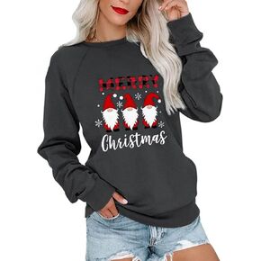 NEKOSI قمصان عيد الميلاد النسائية طويلة الأكمام بلوفر بياقة واسعة 2023 عيد الميلاد مضحك ملابس غير رسمية in Kuwait