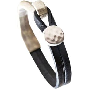 Fuqimanman2020 Leather Cuff Bracelet for Women Men Black Leather Wrap Bracelet Handmade Splicing Bangle Bracelet Unisex Leather Bracelet