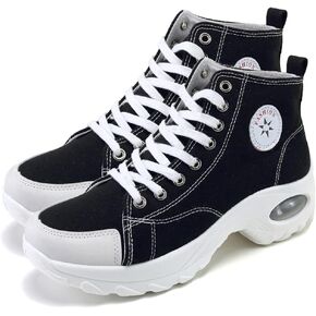 MAUGELY Women's High Top Heightened Sole Sports Causal Fashion Sneakers Canvas Shoes in Kuwait