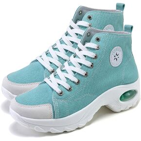 MAUGELY Women's High Top Heightened Sole Sports Causal Fashion Sneakers Canvas Shoes