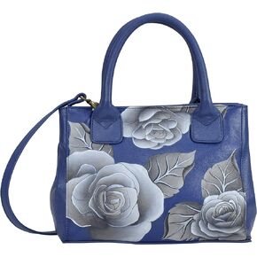 Anna by Anuschka Women’s Hand Painted Genuine Leather Small Convertible Tote - Double Short Handle, Removable Crossbody Strap