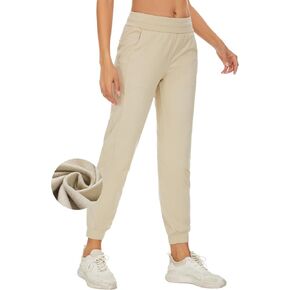 Lightbare Women’s Fleece Lined Joggers Pants Thermal Stretchy Water Resistant Sweatpants with Pockets for Athletic Winter