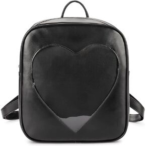 STEAMEDBUN Ita Bag Backpack Heart Shaped Black Pin Display Backpack with Insert