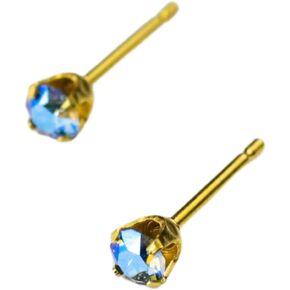 STUDEX Sensitive Crystal Shimmers Stud Earrings 3mm | Hypoallergenic and Nickel Safe for Sensitive Ears | Gold Plated Post in Kuwait
