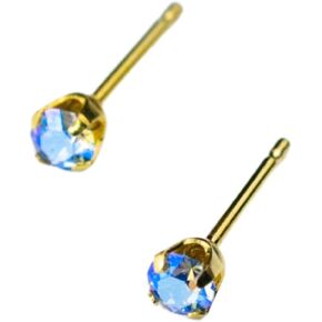 STUDEX Sensitive Crystal Shimmers Stud Earrings 3mm | Hypoallergenic and Nickel Safe for Sensitive Ears | Gold Plated Post