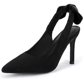 Coutgo Women's High Stiletto Heels Slingback Pointed Closed Toe Pumps Strap Bow Wedding Party Dress Shoes