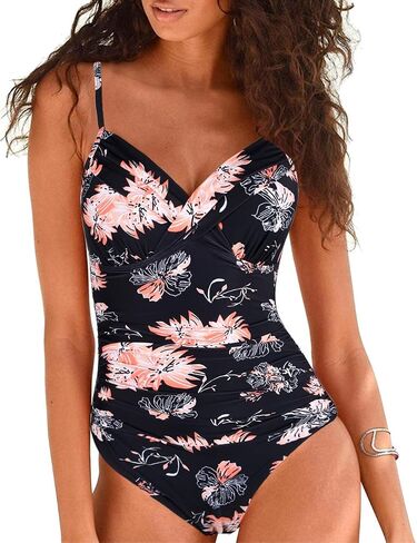 Hilor Women's One Piece Swimsuits Front Twist Swimwear V Neck Shirred Bathing Suit Monokini Tummy Control in Saudi Arabia