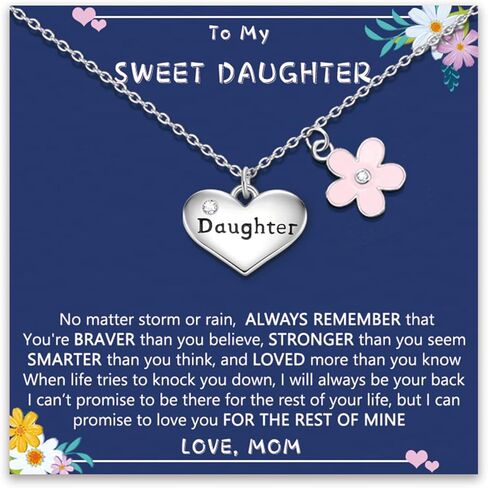 Lanqueen مجوهرات للبنات للأخت الكبرى/الابنة/الحفيدة/ابنة الأخ زهرة القلب حلية قلادة هدايا للبنات هدية عيد الحب in Kuwait