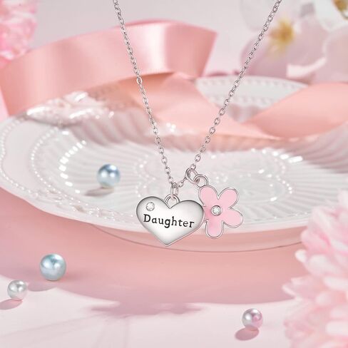 Lanqueen مجوهرات للبنات للأخت الكبرى/الابنة/الحفيدة/ابنة الأخ زهرة القلب حلية قلادة هدايا للبنات هدية عيد الحب in Kuwait
