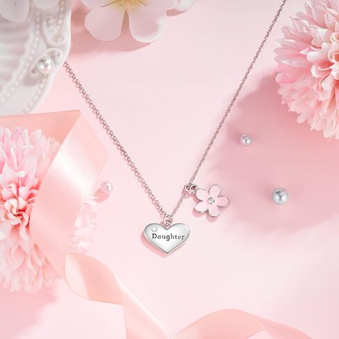 Lanqueen مجوهرات للبنات للأخت الكبرى/الابنة/الحفيدة/ابنة الأخ زهرة القلب حلية قلادة هدايا للبنات هدية عيد الحب in Kuwait