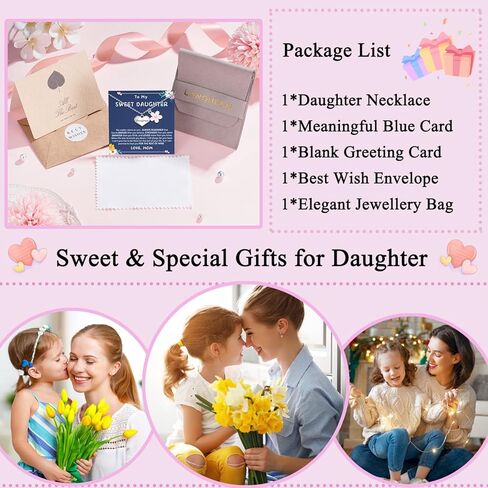 Lanqueen مجوهرات للبنات للأخت الكبرى/الابنة/الحفيدة/ابنة الأخ زهرة القلب حلية قلادة هدايا للبنات هدية عيد الحب in Kuwait