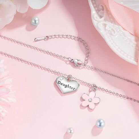 Lanqueen مجوهرات للبنات للأخت الكبرى/الابنة/الحفيدة/ابنة الأخ زهرة القلب حلية قلادة هدايا للبنات هدية عيد الحب in Kuwait