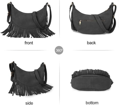 GLITZALL Boho Fringe Purse Small Crossbody Hobo Bags for Women Vegan Suede Western Country Purse in Kuwait