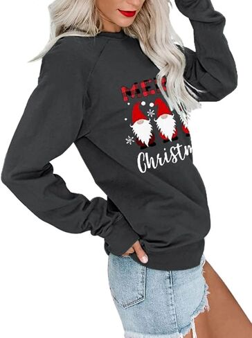 NEKOSI قمصان عيد الميلاد النسائية طويلة الأكمام بلوفر بياقة واسعة 2023 عيد الميلاد مضحك ملابس غير رسمية in Kuwait