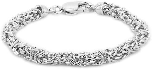 Vanbelle Sterling Silver Jewelry - Rhodium Plated with 925 Stamp - Byzantine Handmade Chain Bracelet - Elegant handcrafted - Hand Bracelet Jewelry for Women and Men - 7.50" in Saudi Arabia