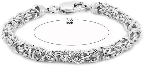 Vanbelle Sterling Silver Jewelry - Rhodium Plated with 925 Stamp - Byzantine Handmade Chain Bracelet - Elegant handcrafted - Hand Bracelet Jewelry for Women and Men - 7.50" in Saudi Arabia