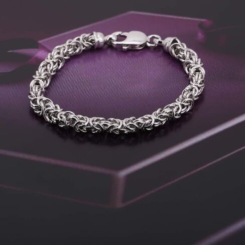 Vanbelle Sterling Silver Jewelry - Rhodium Plated with 925 Stamp - Byzantine Handmade Chain Bracelet - Elegant handcrafted - Hand Bracelet Jewelry for Women and Men - 7.50" in Saudi Arabia