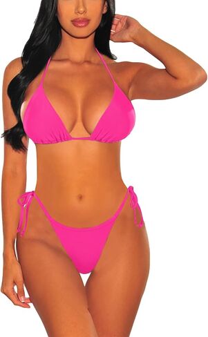 بدلة سباحة نسائية من HACOPE مكونة من قطعتين، طقم بيكيني مثلث بخيط رسن in Kuwait