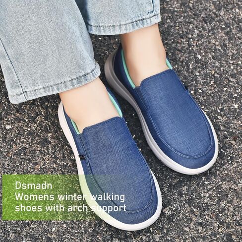 Comfortable Womens Arch Support Walking Shoes, Casual Winter Orthopedic Slip On Shoes for Plantar Fasciitis, Cozy Loafers with Drop-in Heel Design in Saudi Arabia