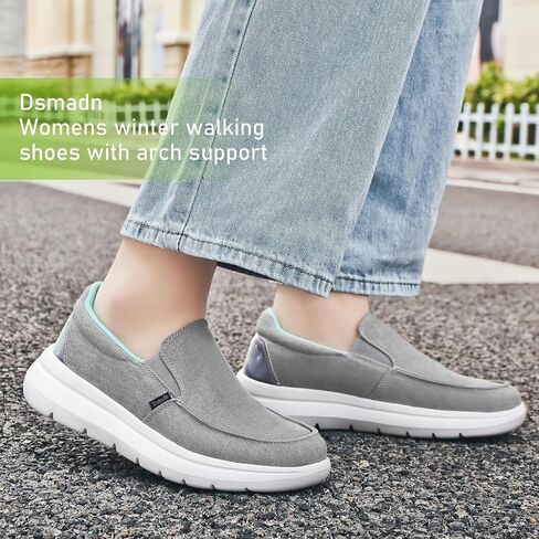 Comfortable Womens Arch Support Walking Shoes, Casual Winter Orthopedic Slip On Shoes for Plantar Fasciitis, Cozy Loafers with Drop-in Heel Design in Saudi Arabia
