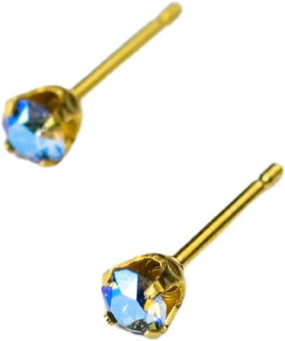 STUDEX Sensitive Crystal Shimmers Stud Earrings 3mm | Hypoallergenic and Nickel Safe for Sensitive Ears | Gold Plated Post in Kuwait