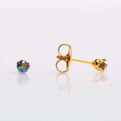 STUDEX Sensitive Crystal Shimmers Stud Earrings 3mm | Hypoallergenic and Nickel Safe for Sensitive Ears | Gold Plated Post in Kuwait