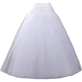 SuBleer A-line Hoopless Petticoat Crinoline 4 layers Underskirt Slips Plus Size for Wedding Dress