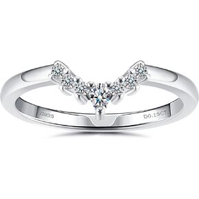 GEMQUEEN Moissanite Wedding Band Rings for Women Sterling Silver Matching Ring 0.19ct Brilliant Round Cut D Color VVS1 Clarity Lab Created Diamond Eternity Rings Pear & Round Shaped Moissanite Stackable Engagement Rings for Her in Kuwait