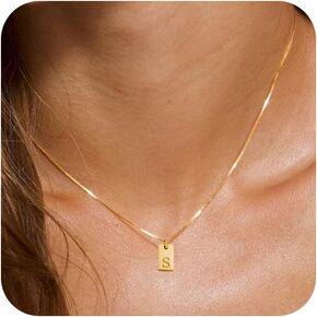 SELFROSE Initial Necklaces for Women, Dainty Gold Letter Necklace 14k Gold Plated Personalized Name Necklace Simple Gold Initial Necklace Cute Gold Choker Necklaces Trendy Gold Jewelry for Women Girls Gifts