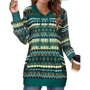 Miusey Womens Hooded Shirts Long Sleeve V Neck Tunic Hoodie Lightweight Sweatshirts with Kangaroo Pocket in Saudi Arabia
