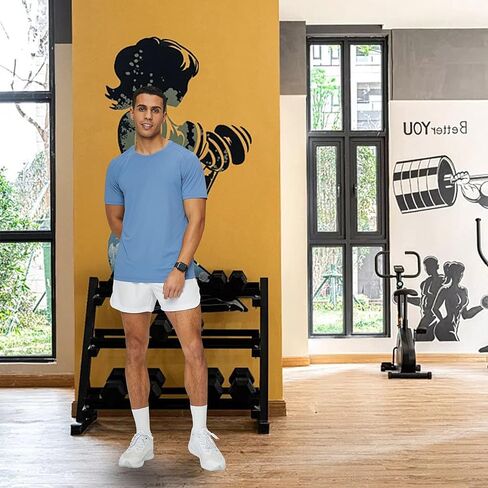 تي شيرت رجالي للتمارين الرياضية والجري بأكمام قصيرة ماص للرطوبة وسريع الجفاف in Kuwait