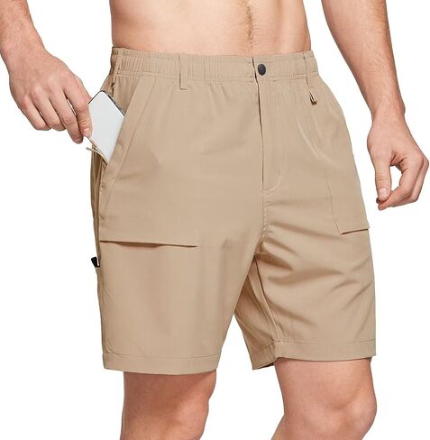 BALEAF Men's 7" Casual Shorts for Summer Elastic Waist Quick Dry Lightweight Short with Cargo Hiking Fishing in Kuwait