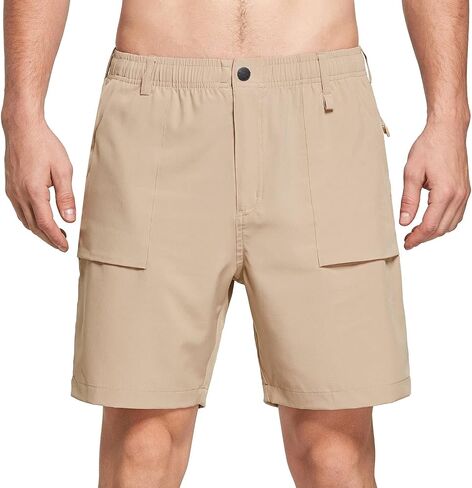 BALEAF Men's 7" Casual Shorts for Summer Elastic Waist Quick Dry Lightweight Short with Cargo Hiking Fishing in Kuwait
