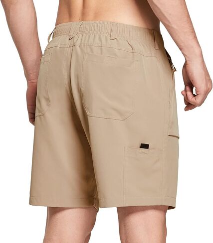 BALEAF Men's 7" Casual Shorts for Summer Elastic Waist Quick Dry Lightweight Short with Cargo Hiking Fishing in Kuwait