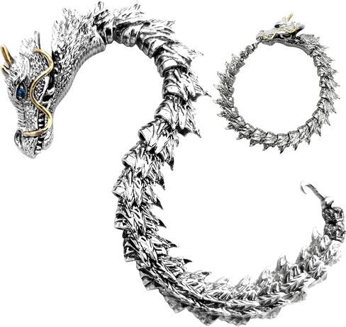 TERYSSAI Retro Dragon Bracelets for Men, Metal Style Totem Dragon Link Chain Adjustable Punk Hip Hop Dragon Men's Accessories in Kuwait