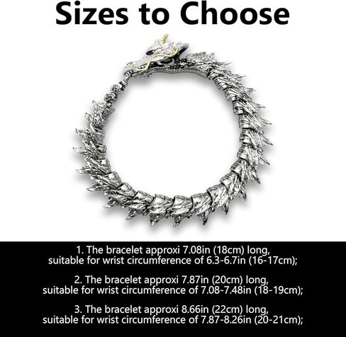 TERYSSAI Retro Dragon Bracelets for Men, Metal Style Totem Dragon Link Chain Adjustable Punk Hip Hop Dragon Men's Accessories in Kuwait