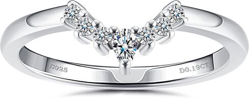 GEMQUEEN مويسانيتي خواتم الزفاف الفرقة للنساء الاسترليني الفضة مطابقة الدائري 0.19ct جولة رائعة قطع D اللون VVS1 مختبر الوضوح خلق الماس خواتم الخلود الكمثرى وعلى شكل دائري مويسانيتي خواتم الخطبة تكويم لها in Kuwait