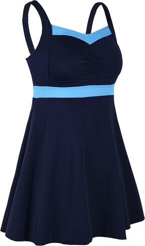 Septangle Vintage One Piece Swimdress Slimming Tummy Control Shaping Swimsuit Bathing Suit in Kuwait