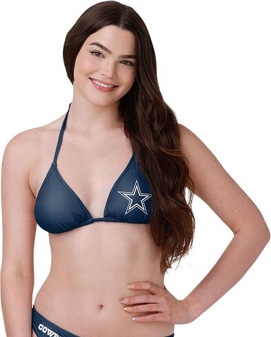 FOCO Women's Standard NFL Team Ladies Bathing Swim Wear Suit, Solid Logo-Bikini Top, Small in Saudi Arabia