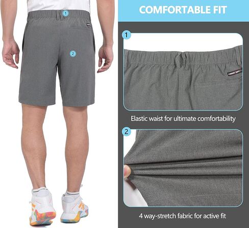 Little Donkey Andy Men's Bermuda 9 Inch Lightweight Quick Dry Stretch Shorts Golf Hiking Travel in Kuwait