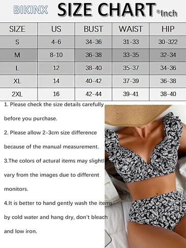طقم بيكيني مكشكش من BIKINX للنساء لباس سباحة عالي الخصر مكون من قطعتين للتحكم في البطن in Kuwait