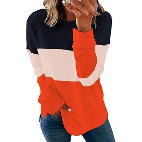 قمصان Underkingo النسائية الكاجوال بأكمام طويلة وبلوزات ذات رقبة مستديرة وألوان متعددة in Kuwait