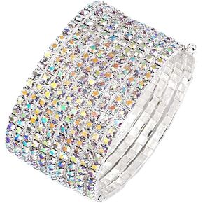 ELABEST Multi Row Crystal Bracelet Stretch Rhinestone Bling Hand Chain Bridal Ball Body Jewelry Accessories for Women and Girls in Kuwait