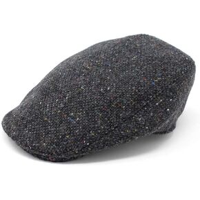 Hanna Hats Traditional Tweed Wool Donegal Touring Cap. Unisex Ivy Hat. Sewn Peak and Taffeta Lining. 100% Made in Ireland.