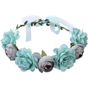 Rose Flower Crown for Women Girls Romantic Hair Wreath Halo Garland Headpiece Wedding Birthday Party Maternity Photo Props