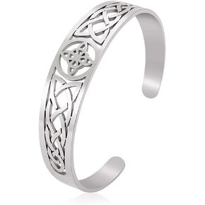 UNIFT Witches Knot Bracelet for Women Men Stainless Steel Hollow Out Fashion Chic Celtic Witches Knot Cuff Bangle Pagan Wiccan Jewelry