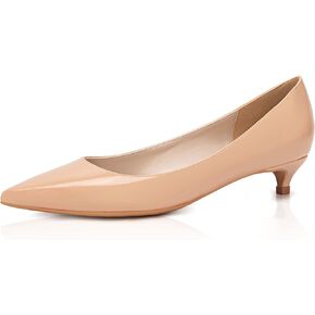 CAMSSOO Women's Low Kitten Heel Pumps - Comfort Pointed Toe Wedding Evening Party Dress Shoes