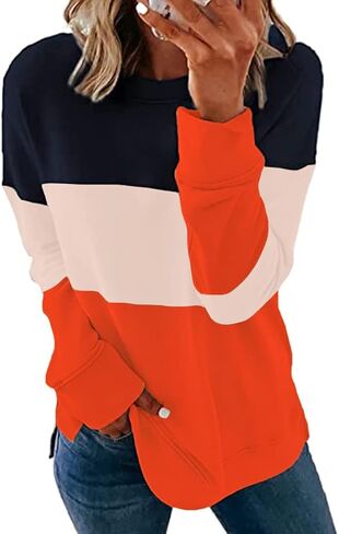 قمصان Underkingo النسائية الكاجوال بأكمام طويلة وبلوزات ذات رقبة مستديرة وألوان متعددة in Kuwait